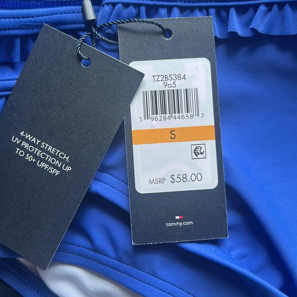 Tommy Hilfiger Small Bottoms Bikini Ruffled High Waist in Provence Blue NWT - Picture 9 of 9
